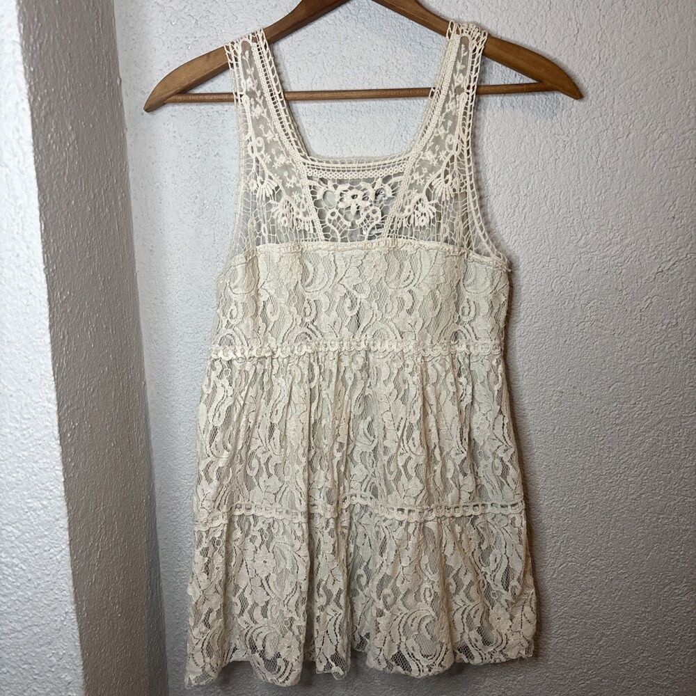 Cottagecore Ultra Pink Ivory Boho Fairycore Lace Cottage Chic Dress Large